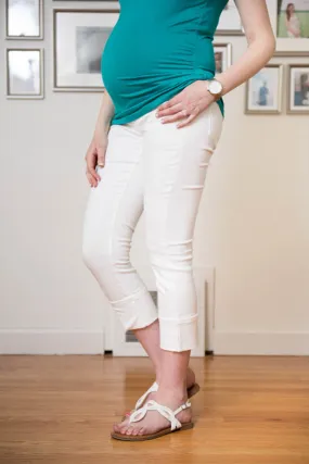 *New* White Lila Ryan Kent Maternity Cuffed Cropped Capri Skinny Maternity Jeans Exclusively for Stitch Fix (Size 29) 