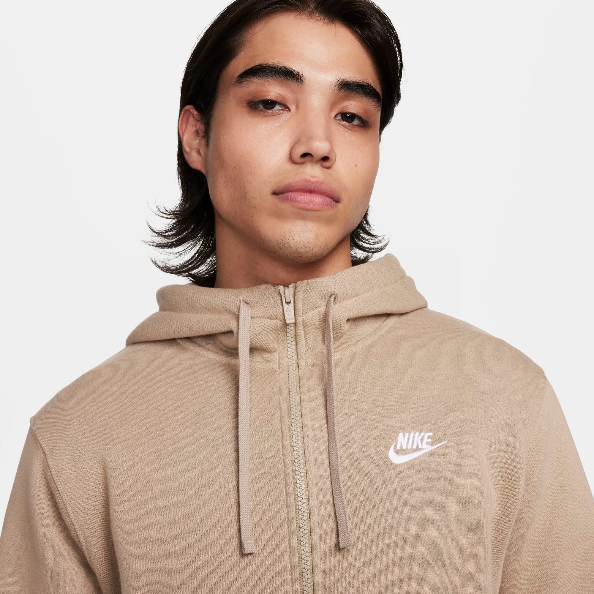 Nike Sportswear Club Fleece Full-Zip Hoodie Khaki / White