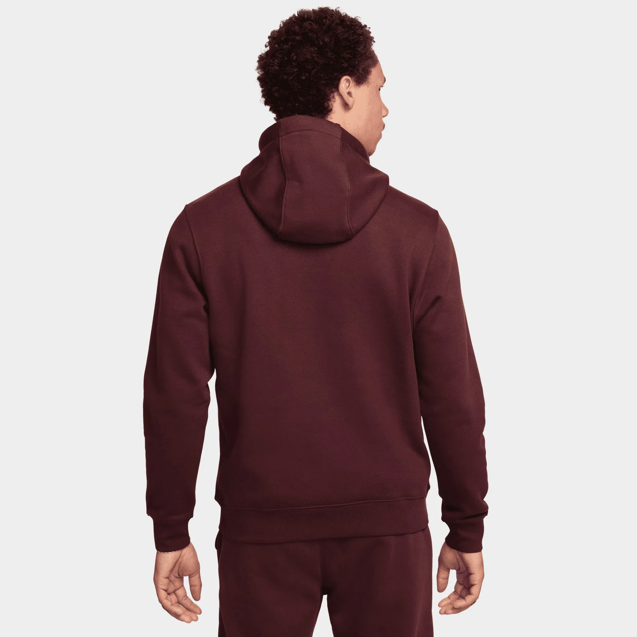 Nike Sportswear Club Fleece Pullover Hoodie Burgundy Crush / White