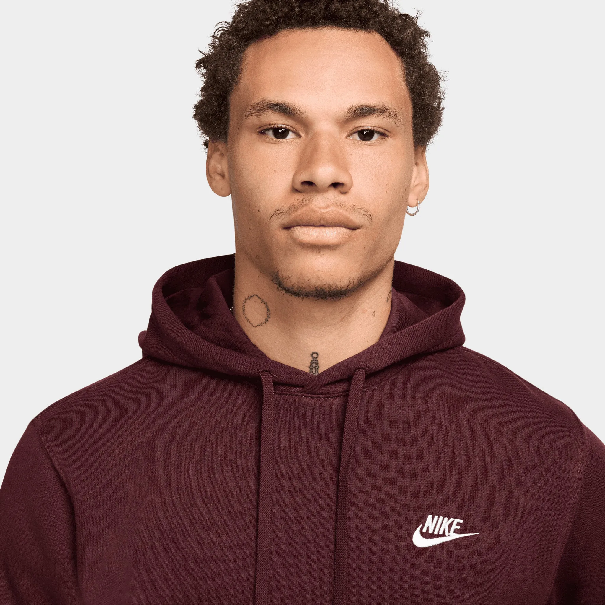 Nike Sportswear Club Fleece Pullover Hoodie Burgundy Crush / White