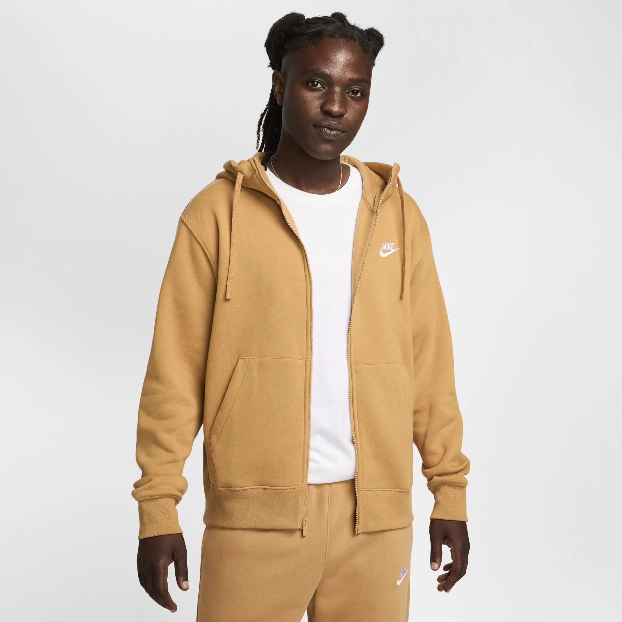 Nike Sportswear Club Full-Zip Hoodie Flax / White