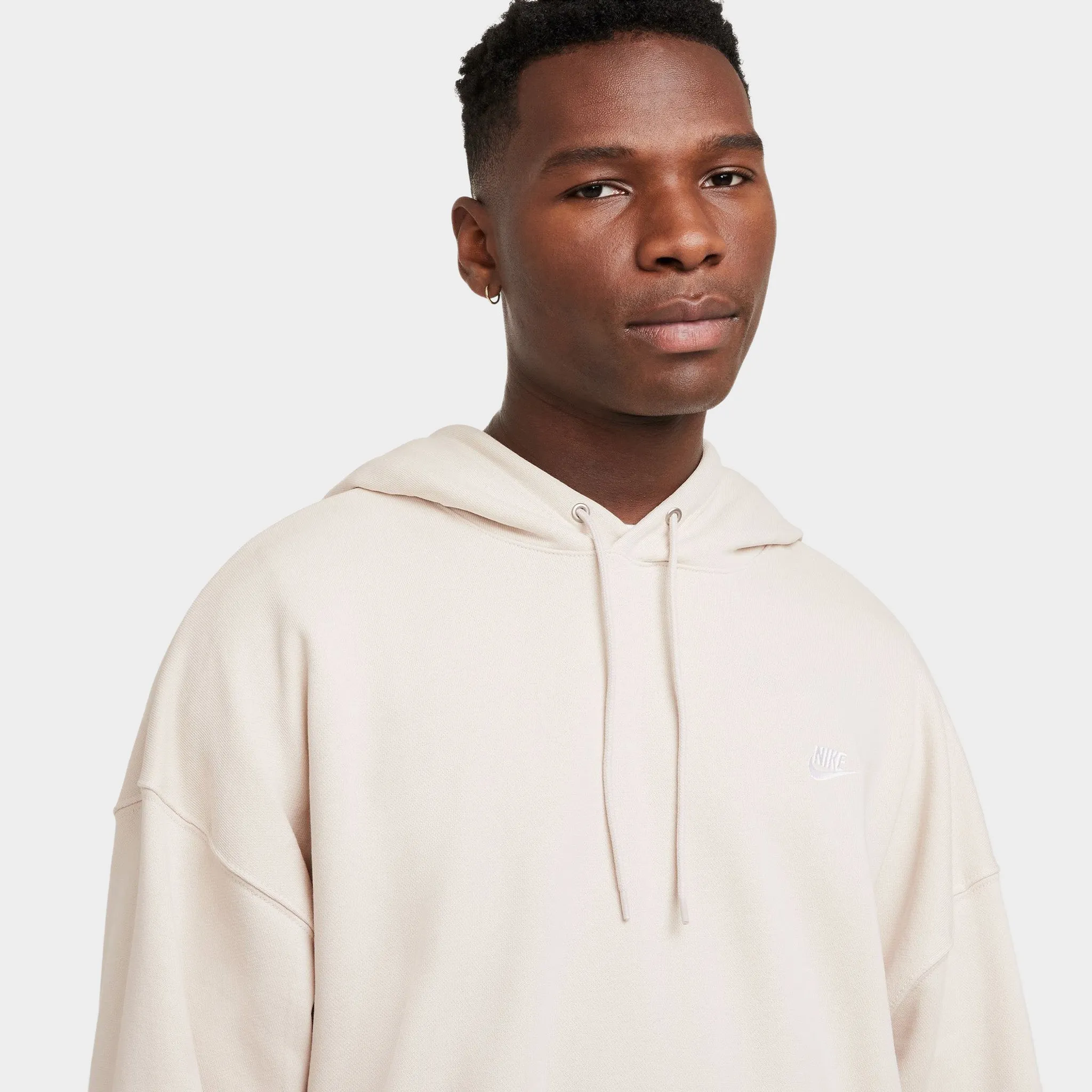 Nike Sportswear Oversized French Terry Pullover Hoodie Light Orewood Brown / Light Orewood Brown - White