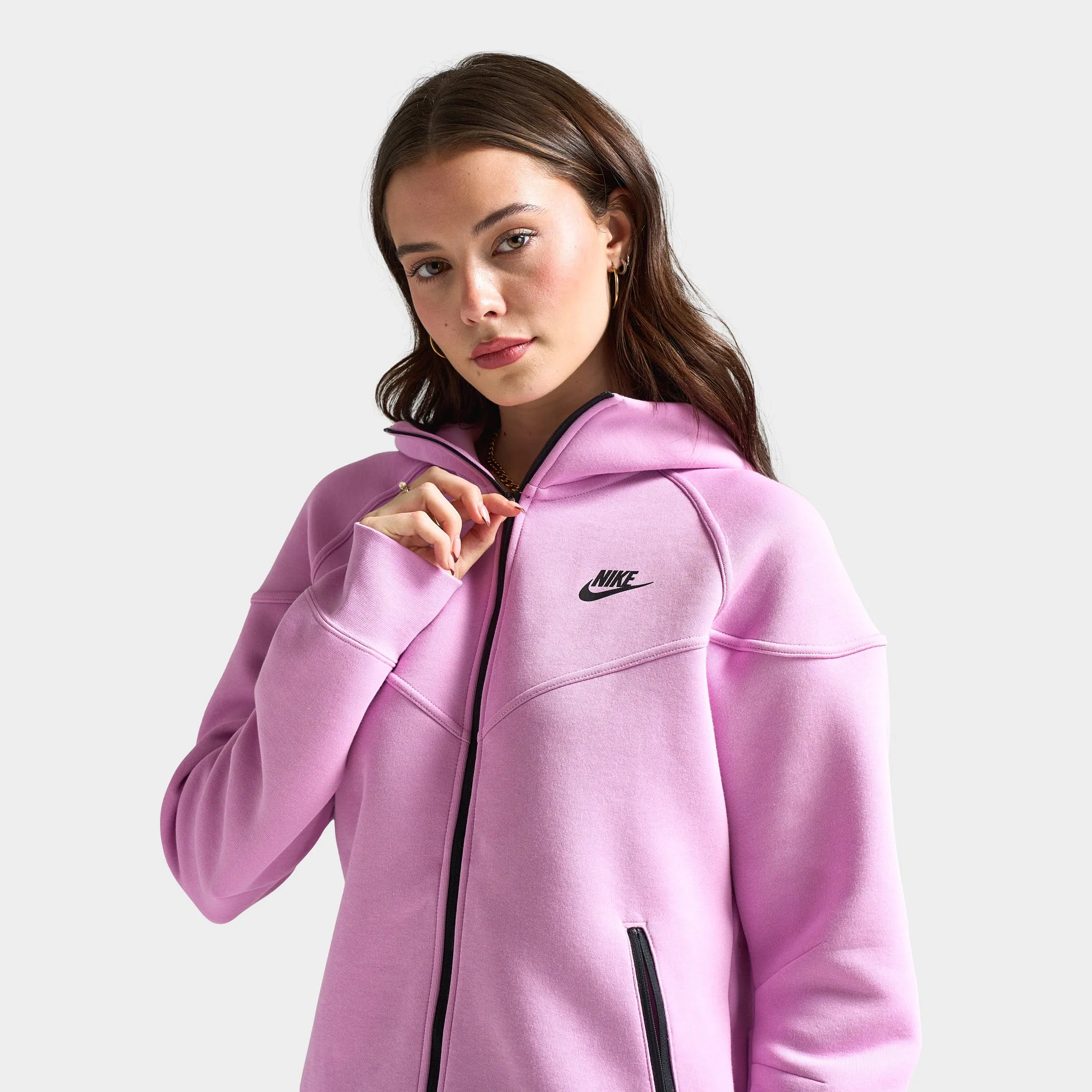 Nike Sportswear Women's Tech Fleece Windrunner Full Zip Hoodie Beyond Pink / Black