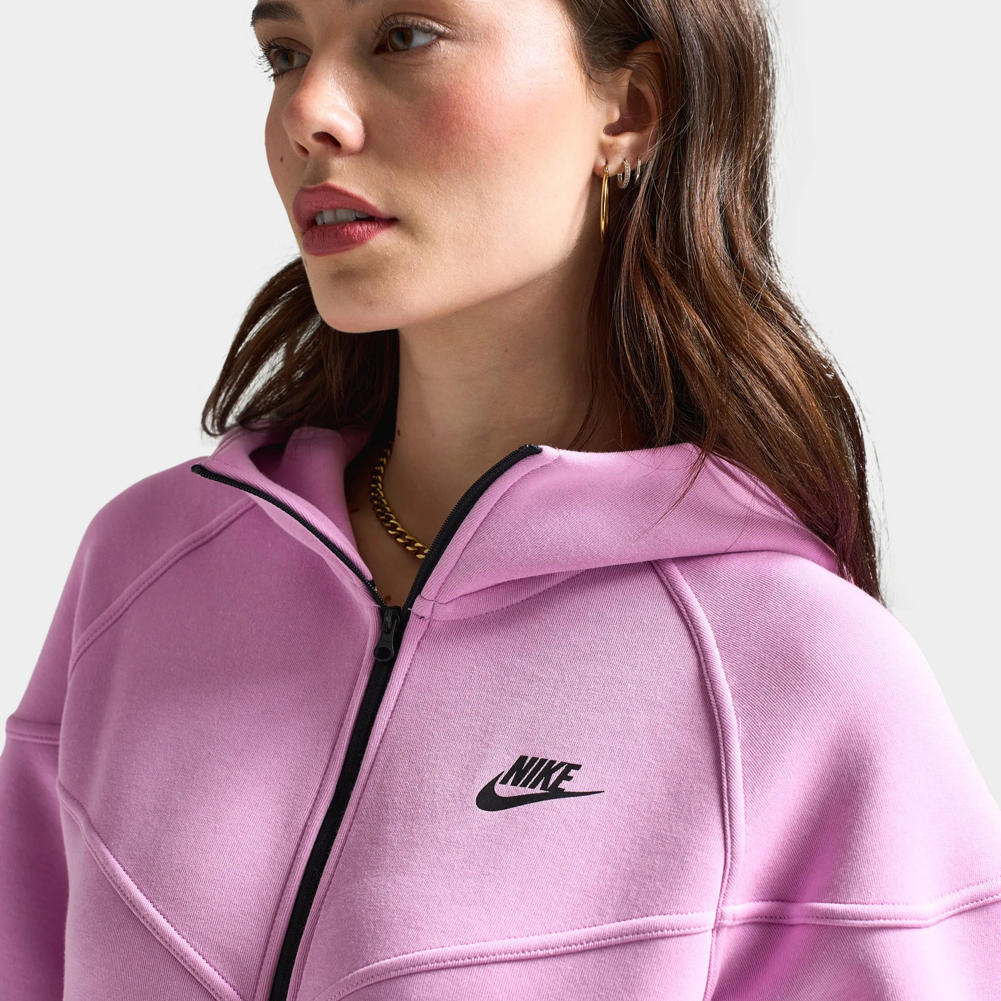 Nike Sportswear Women's Tech Fleece Windrunner Full Zip Hoodie Beyond Pink / Black