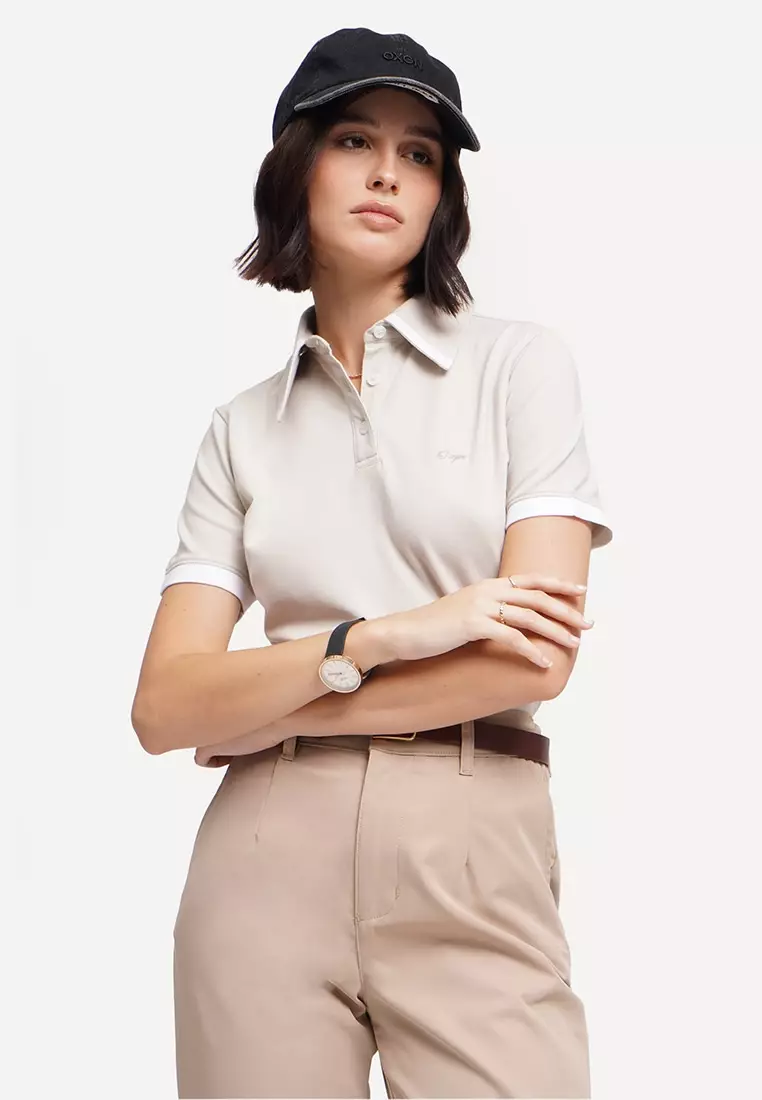 OXGN Contrast Pointelle Polo Shirt