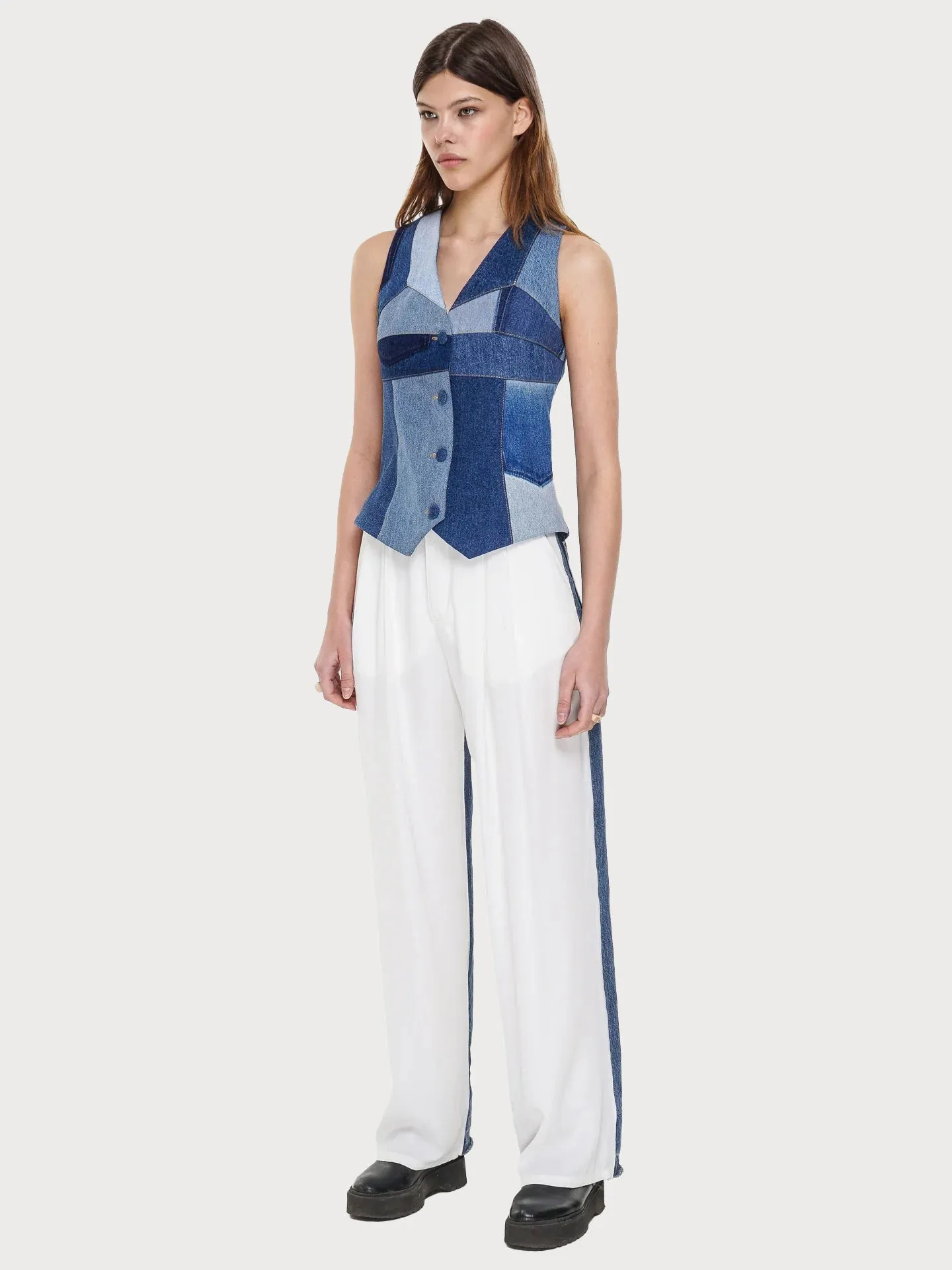 Patchwork Blue Vest