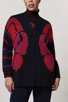 Persona (by Marina Rinaldi) MALGA FLORAL DESIGN JACQUARD CARDIGAN