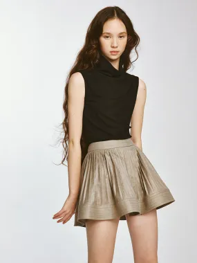 Pile Collar Sleeveless Knitted Top