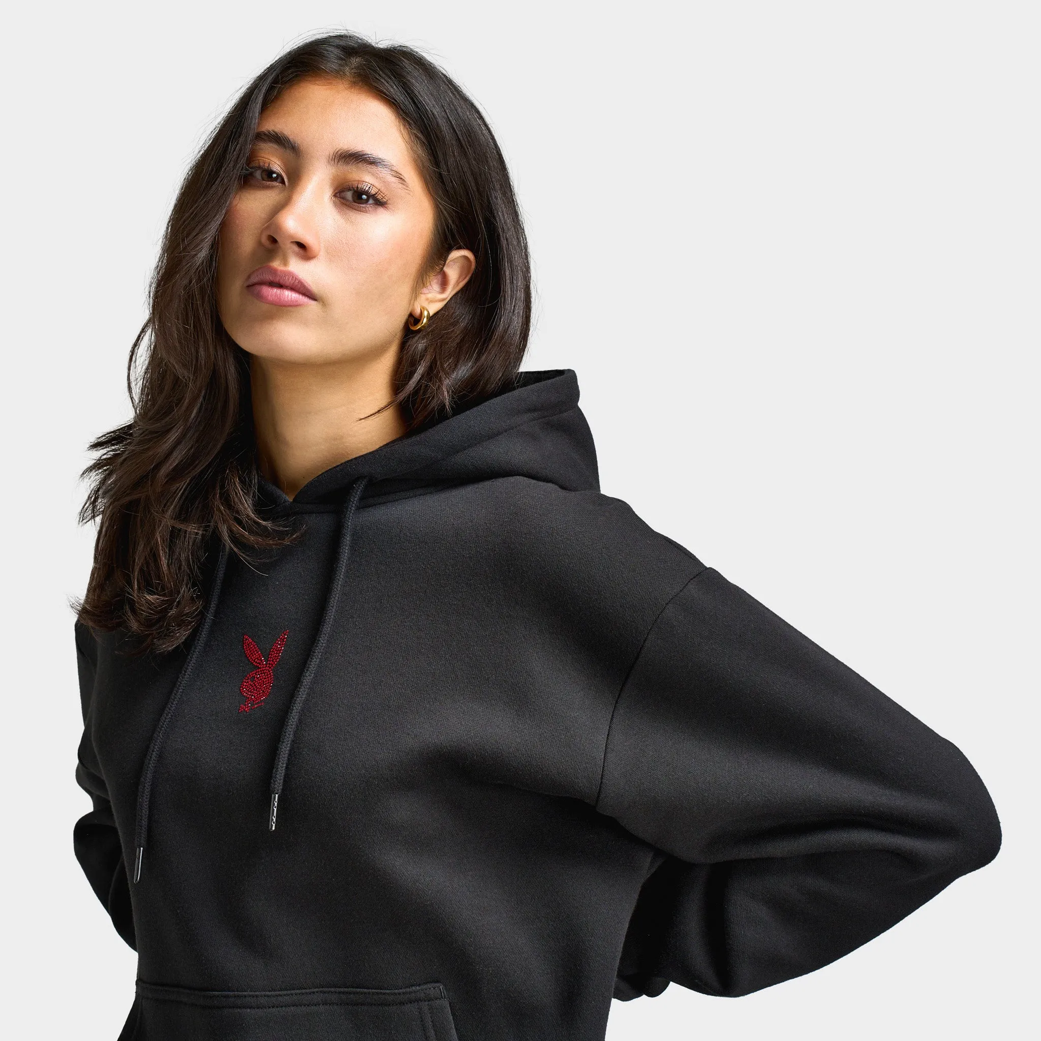 Playboy Women's Cherry Diamonte Hoodie / Black