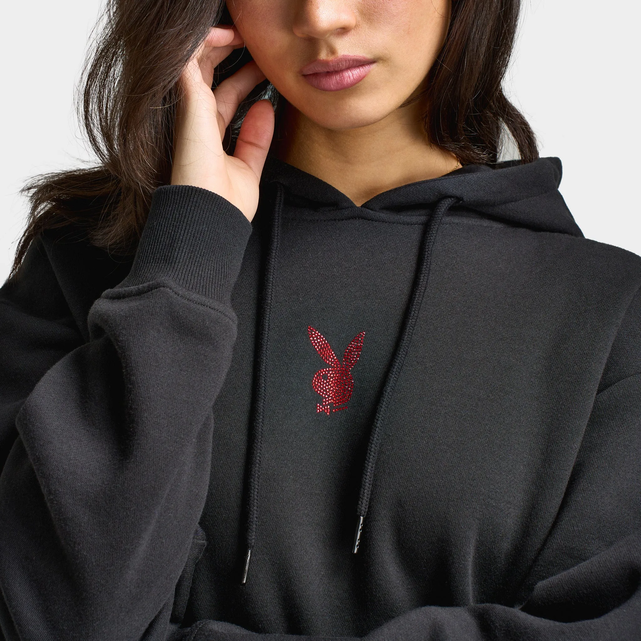 Playboy Women's Cherry Diamonte Hoodie / Black