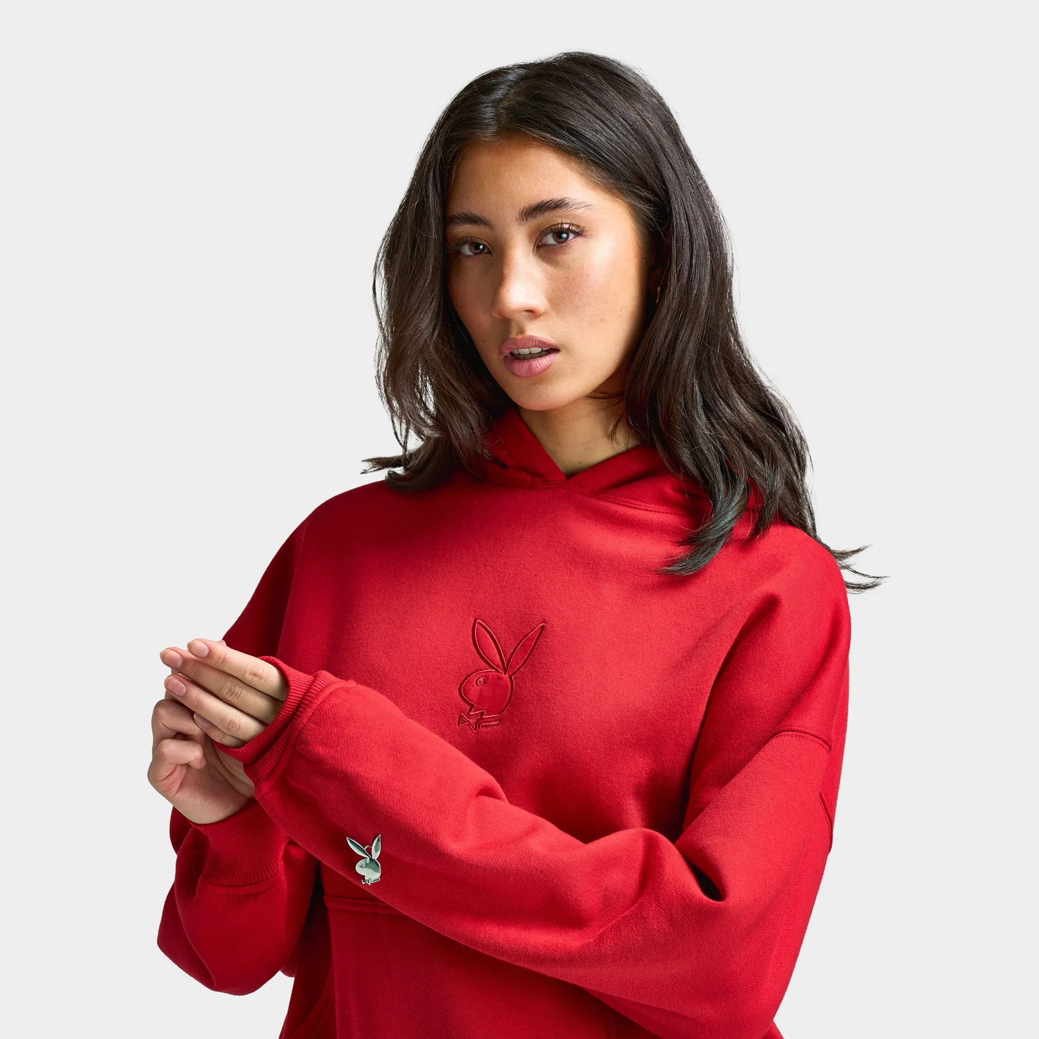 Playboy Women's Script Oversized Hoodie / Red