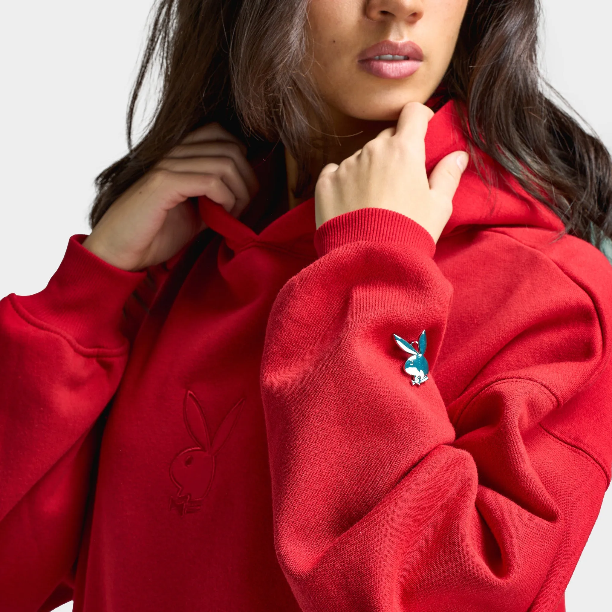 Playboy Women's Script Oversized Hoodie / Red