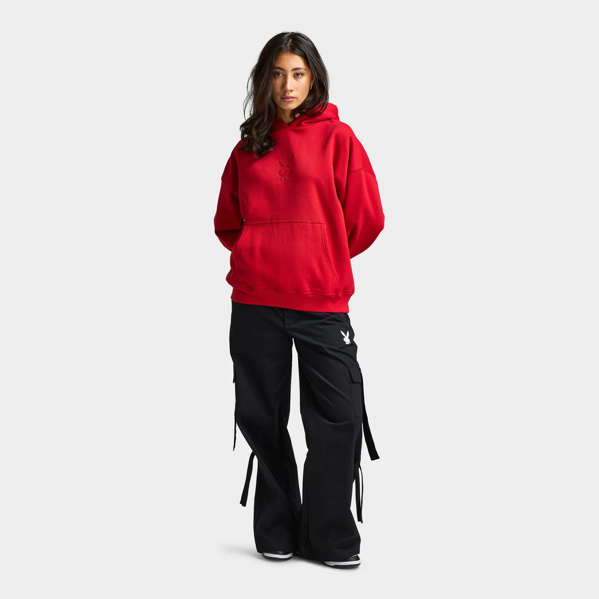 Playboy Women's Script Oversized Hoodie / Red