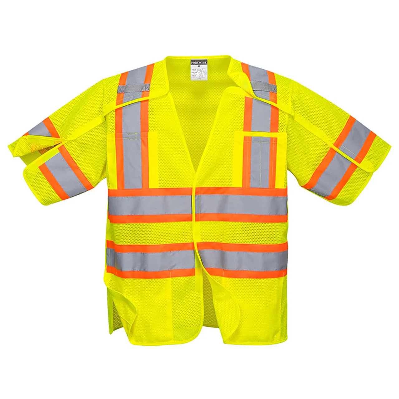 PortWest Class 3 Hi Vis Yellow Kobuk 5-Point Breakaway Vest US382