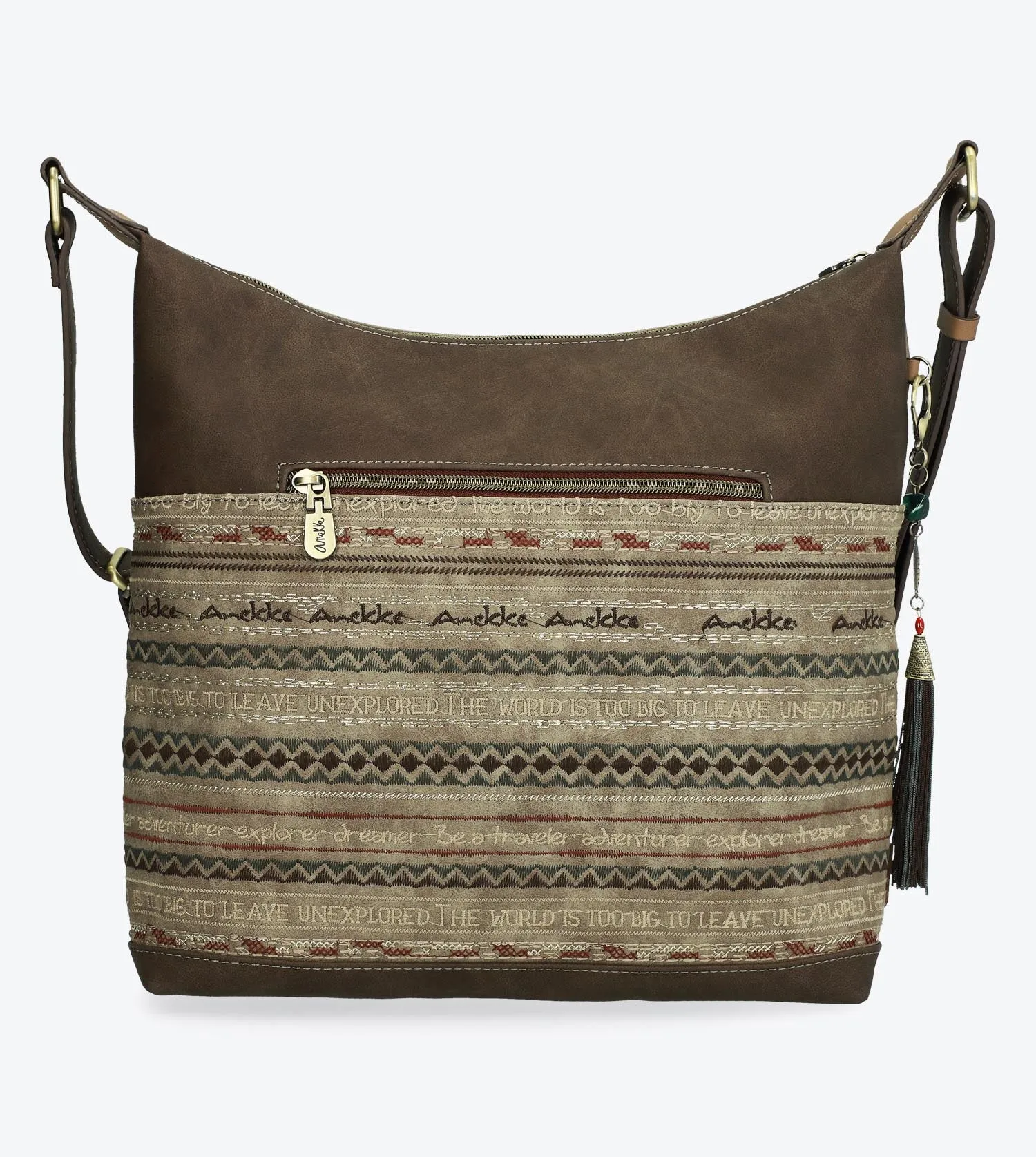 Printed crossbody bag in earthy tones