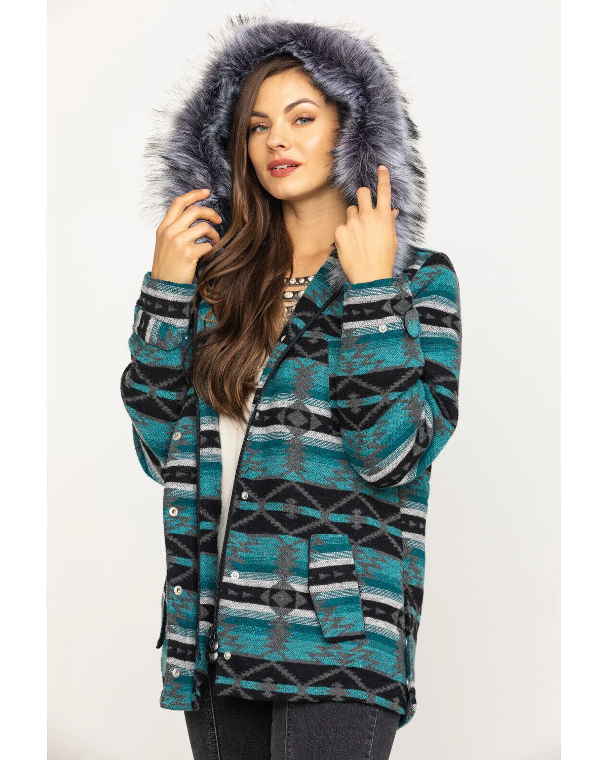 Product Name:  Outback Trading Co. Women's Turquoise Aztec Myra Jacket