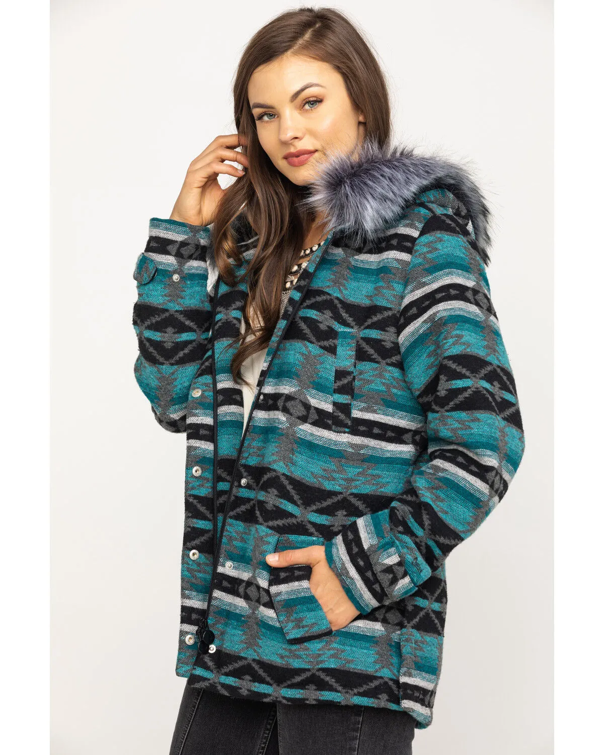 Product Name:  Outback Trading Co. Women's Turquoise Aztec Myra Jacket