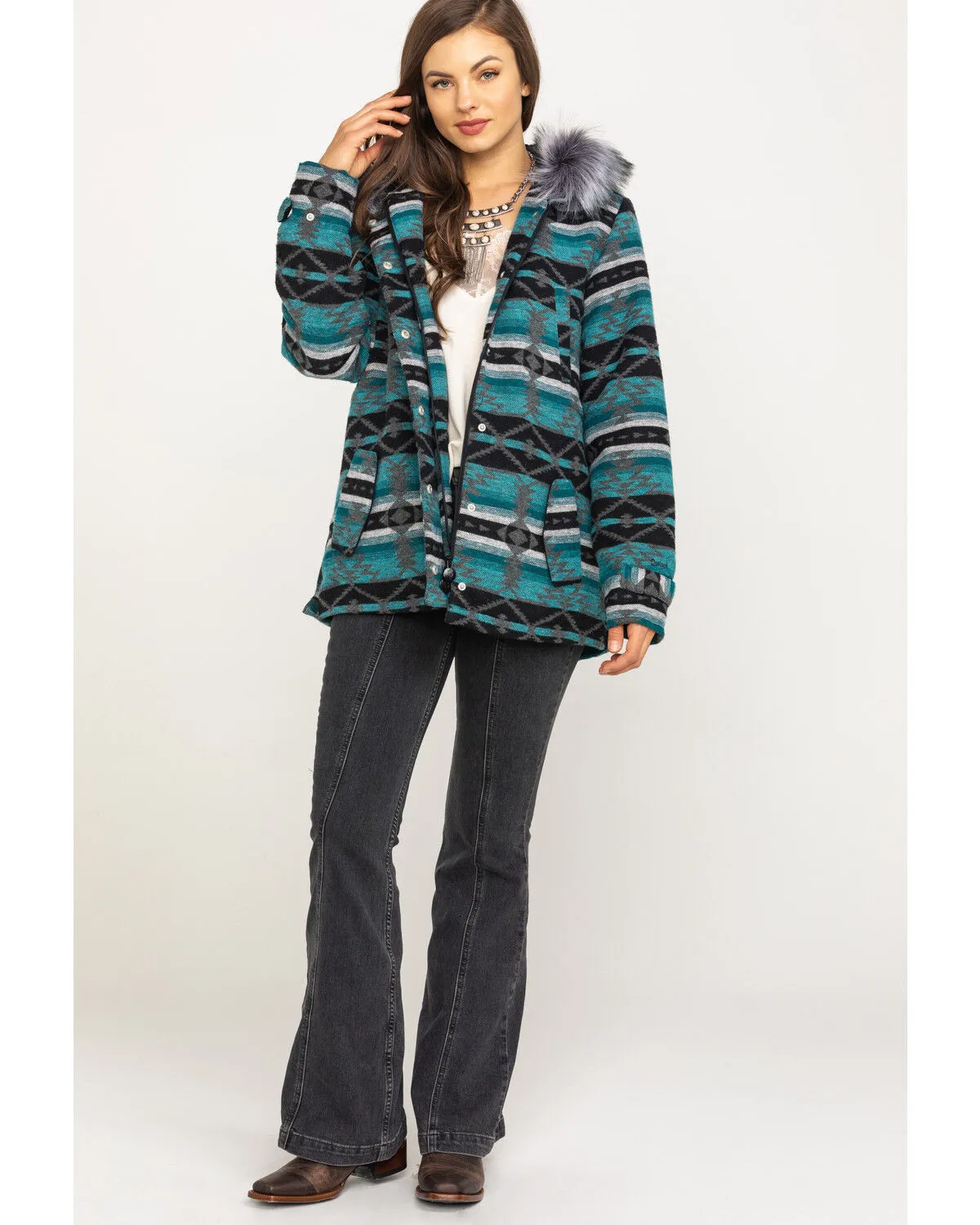 Product Name:  Outback Trading Co. Women's Turquoise Aztec Myra Jacket