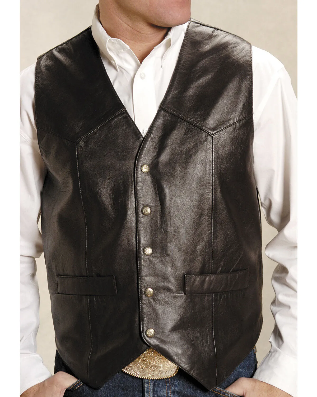 Product Name:  Roper Men's Basic Western Lambskin Vest - Tall