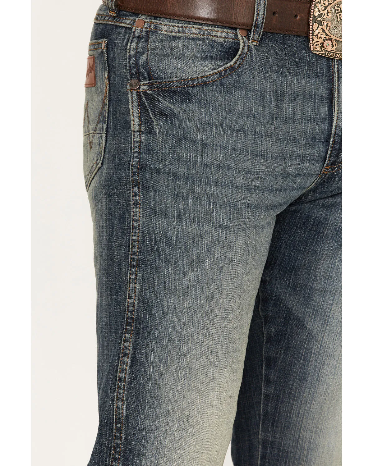 Product Name:  Wrangler Retro Men's Dark Night Medium Wash Slim Straight Stretch Denim Jeans