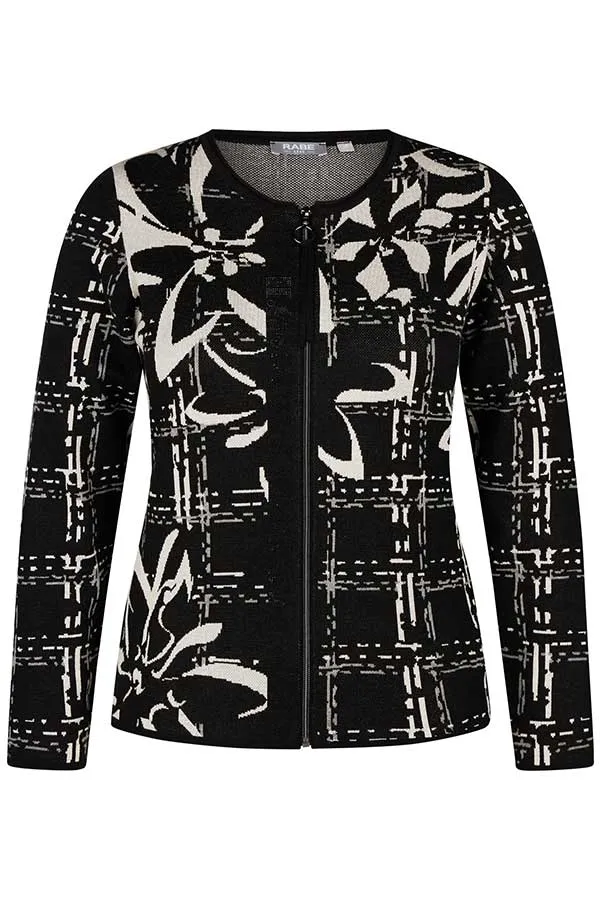 Rabe & LecomteBLACK FLORAL CHECKERED PRINT CARDIGAN