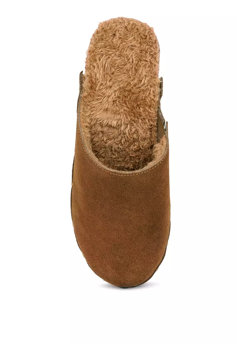 Rag & CO. Suede Clog Mules in Tan