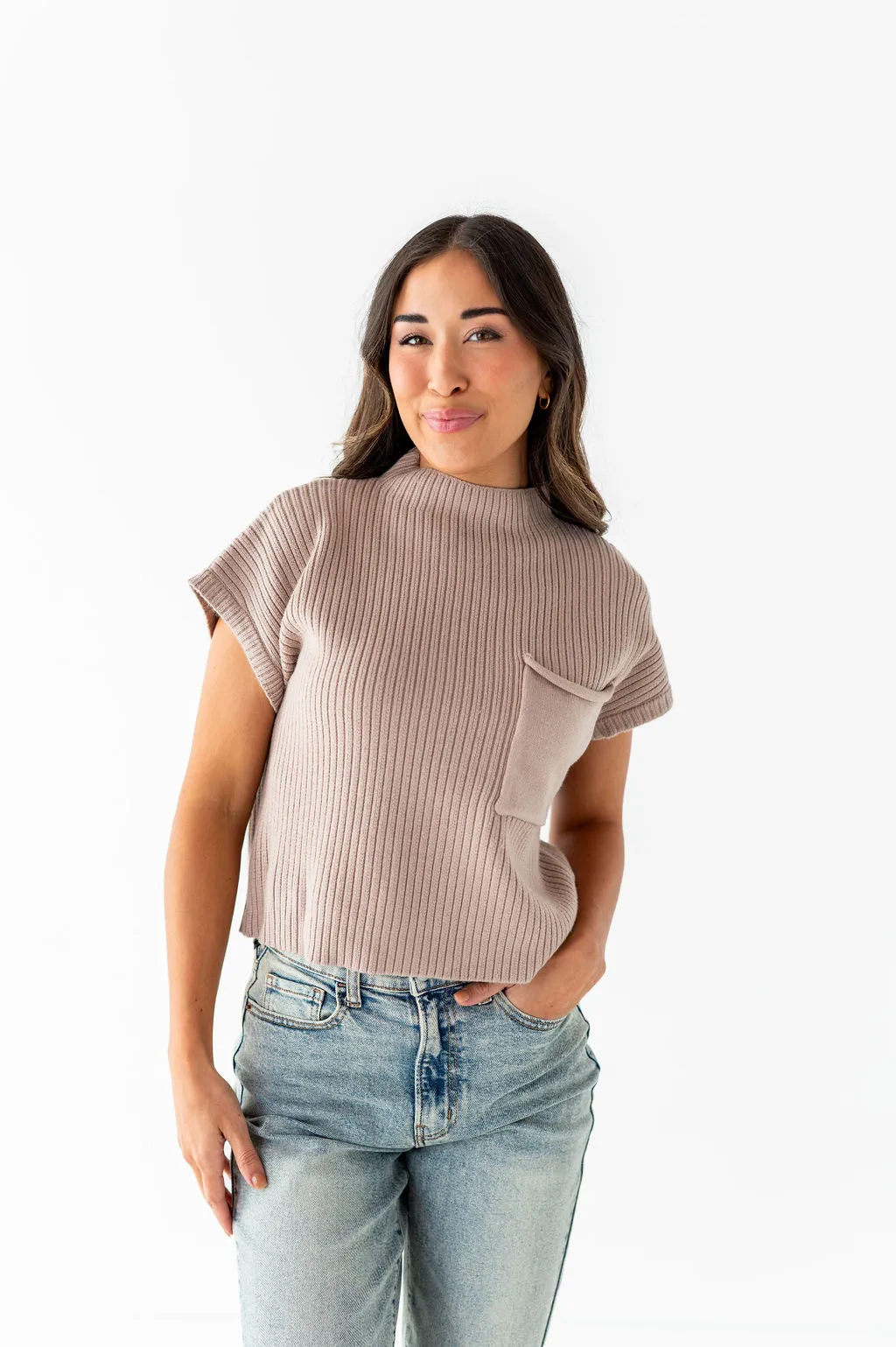 Rainee Sweater Top in Taupe