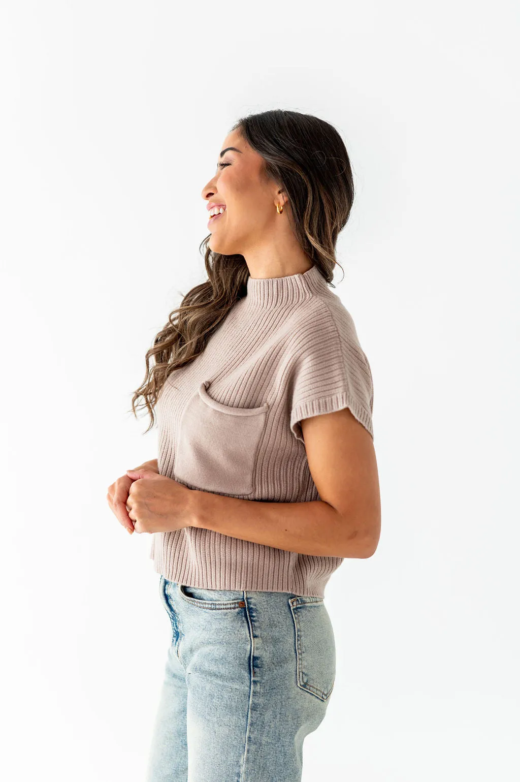 Rainee Sweater Top in Taupe