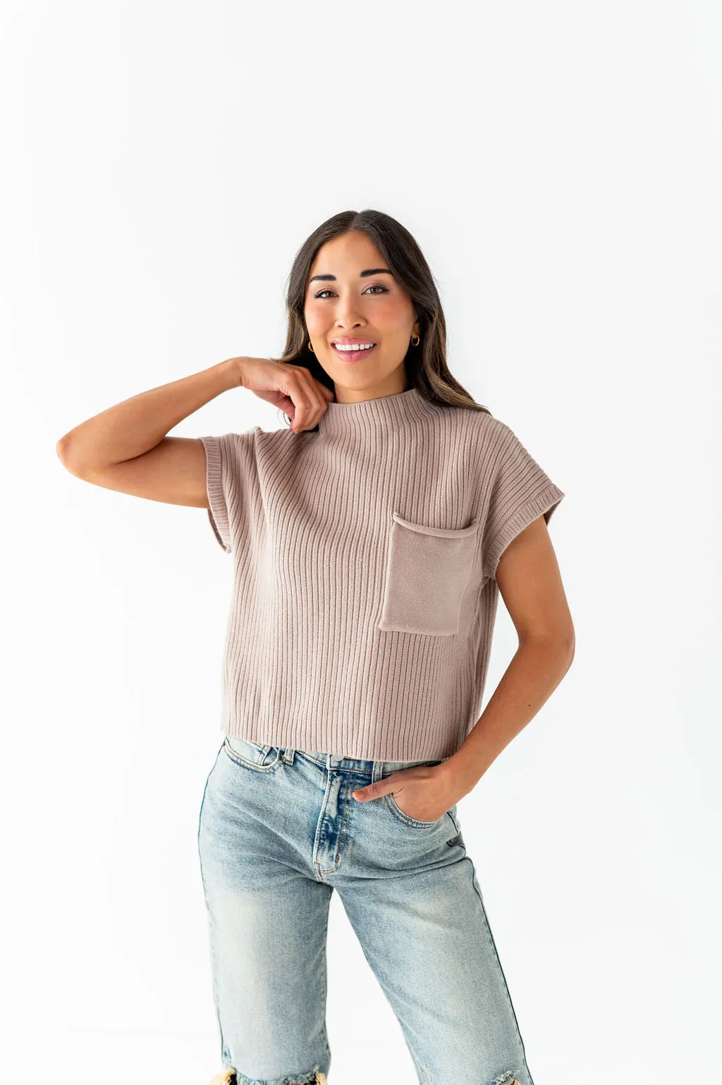 Rainee Sweater Top in Taupe