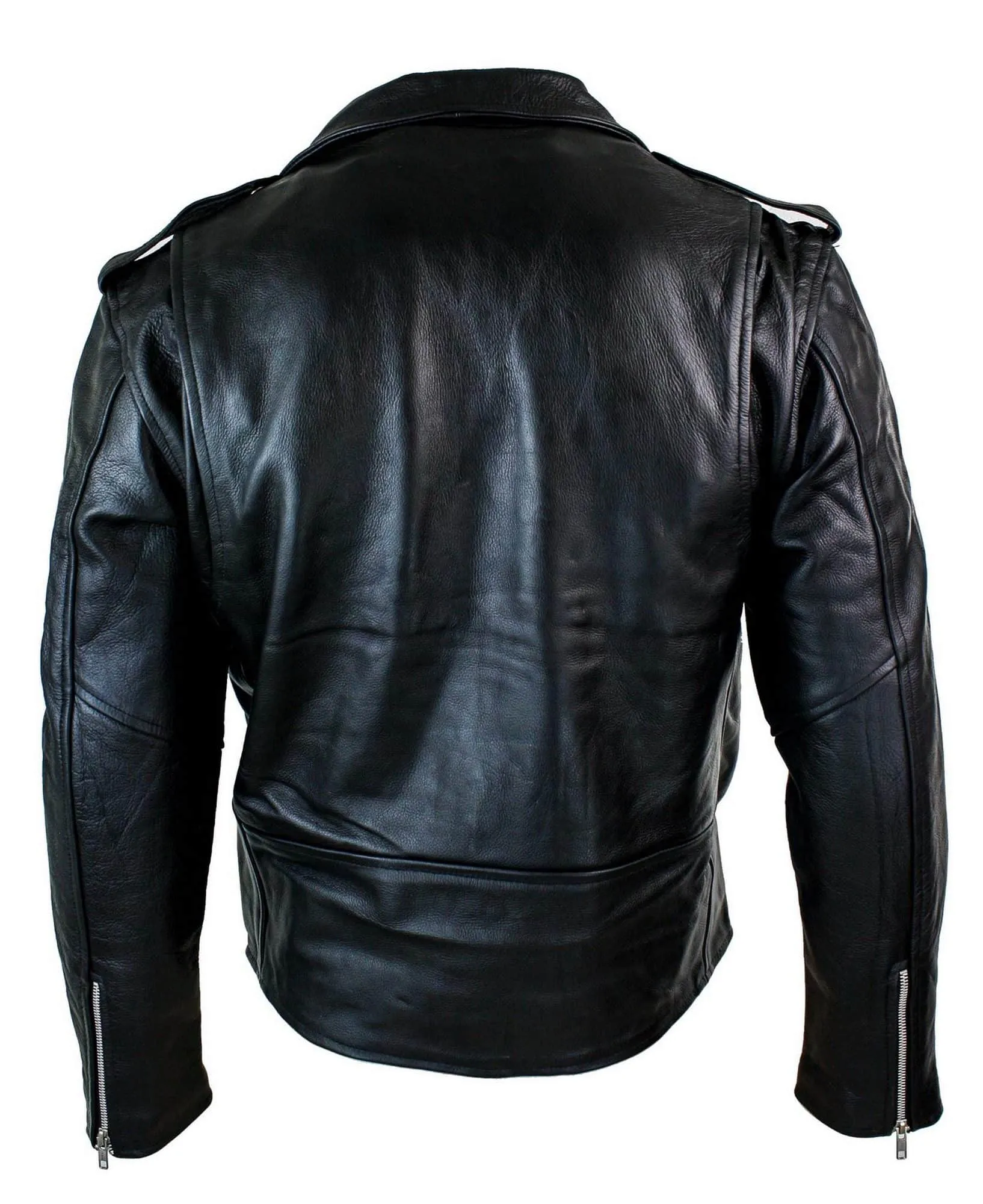 Real Leather Brando Hide Mens Cow Hide Original Cross Zip Brando Biker Motorcycle Men's Jacket