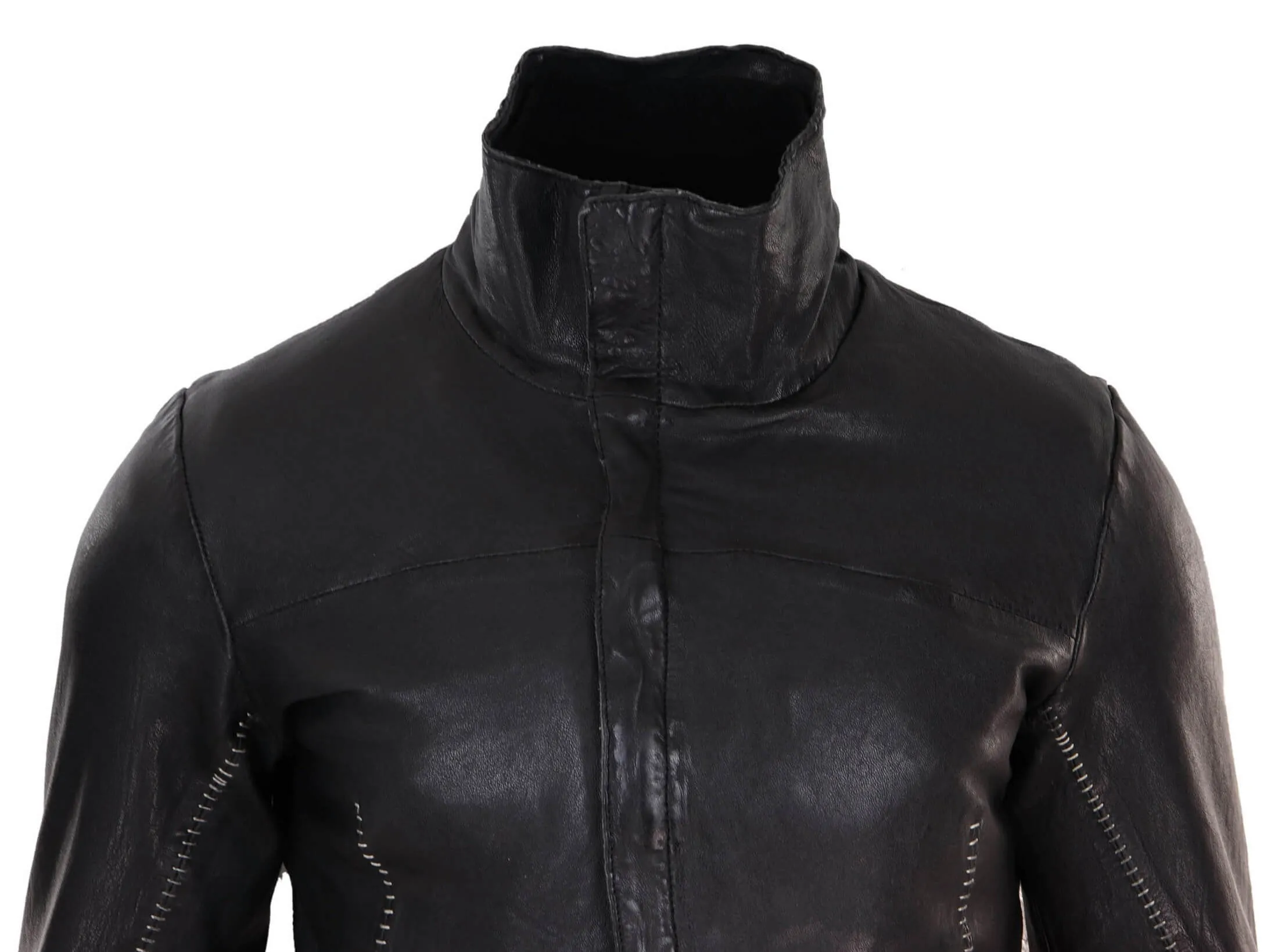 Real Leather Distressed Slim Fit Mens Jacket