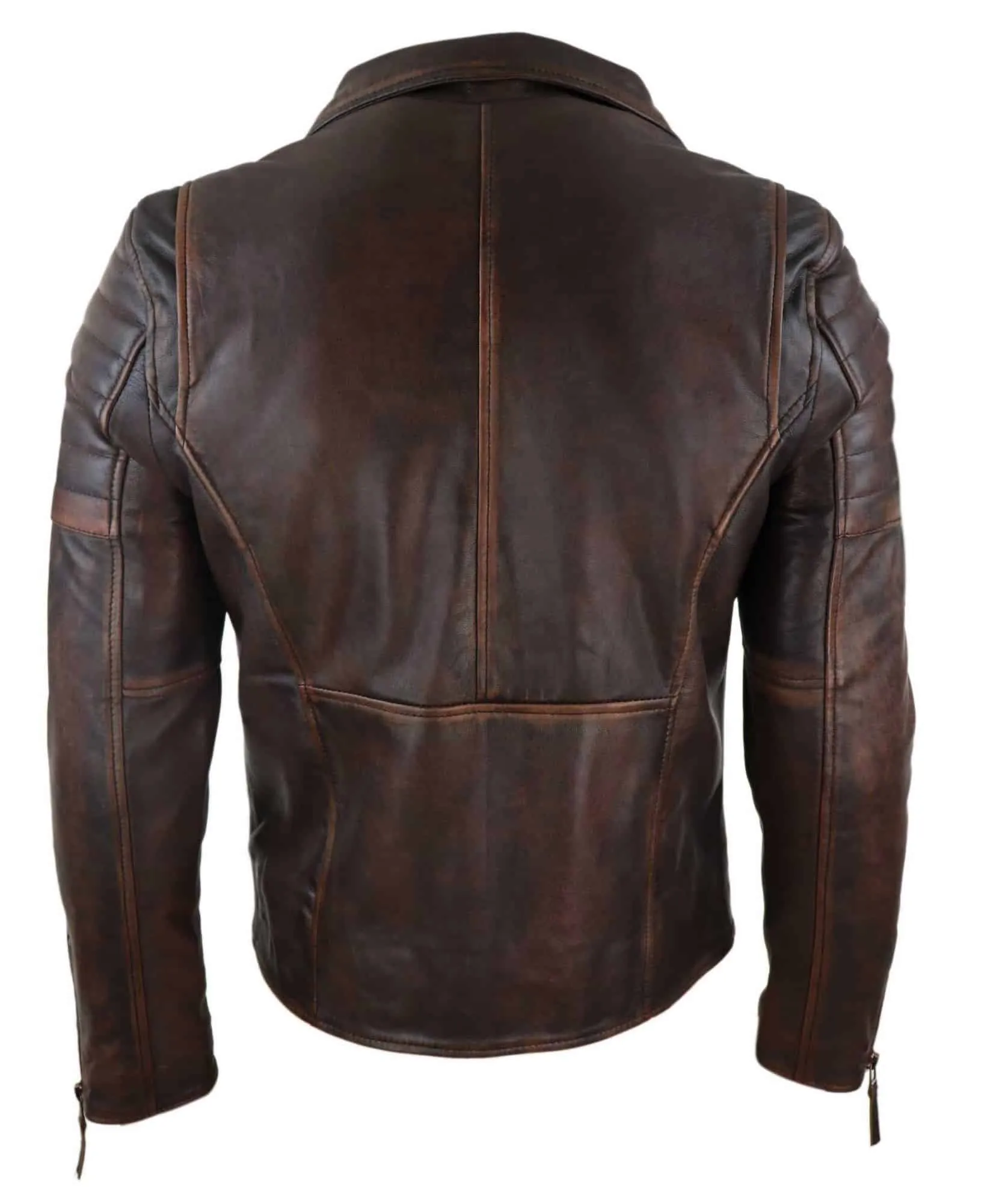 Real Leather Mens Slim Fit Jacket - Brown-Red