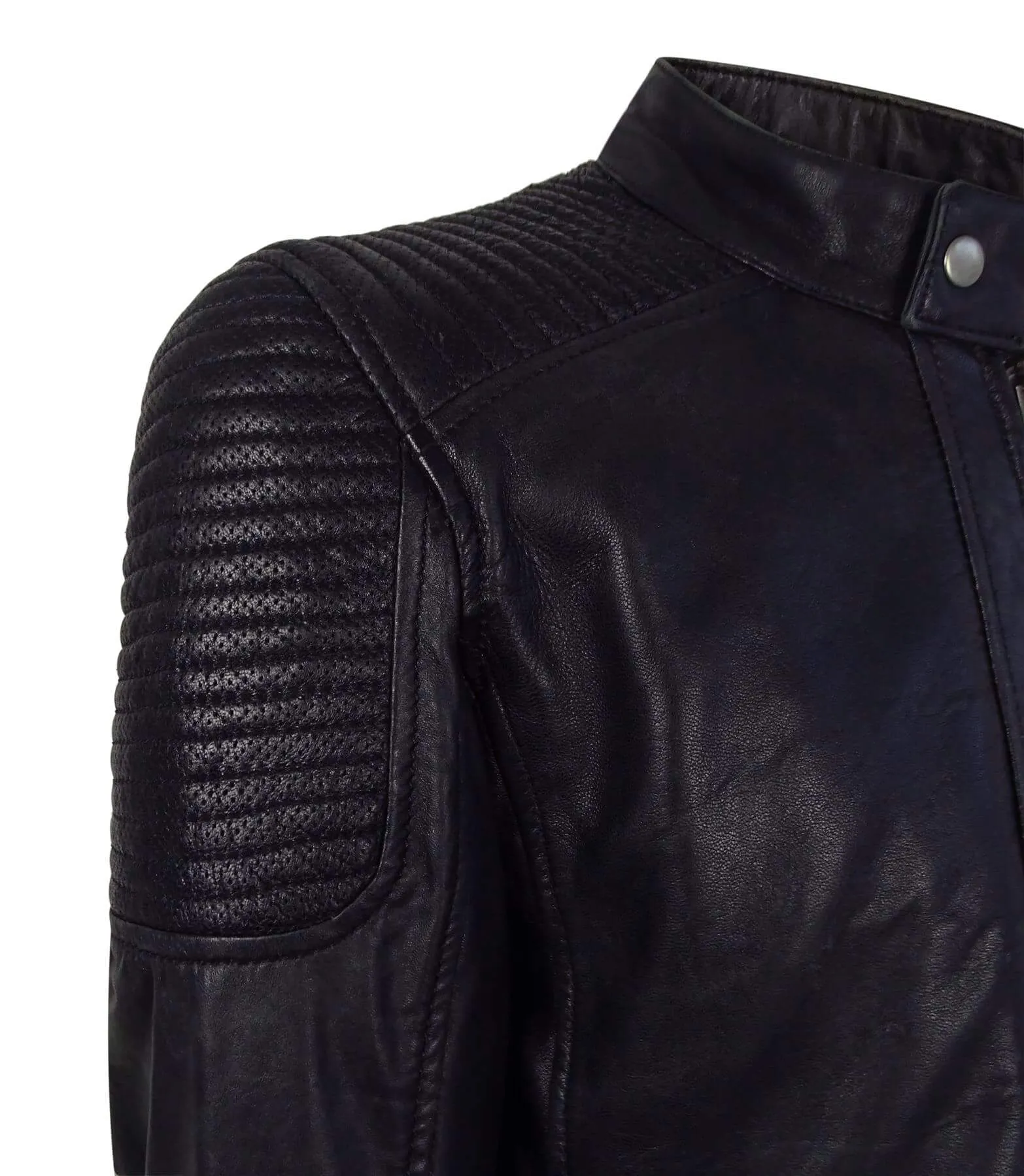 Real Leather Navy-Blue Biker Jacket for Men