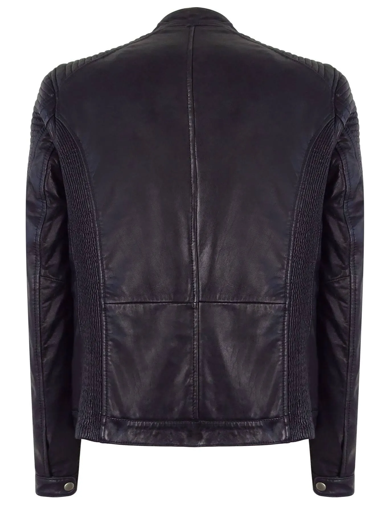 Real Leather Navy-Blue Biker Jacket for Men