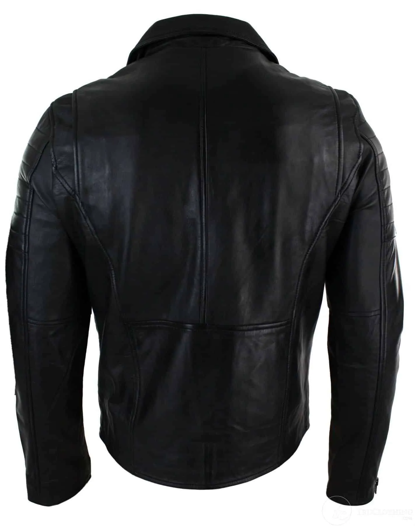 Real Leather Slim Fit Cross Zip Retro Vintage Brando Mens Jacket Vintage Biker-Black