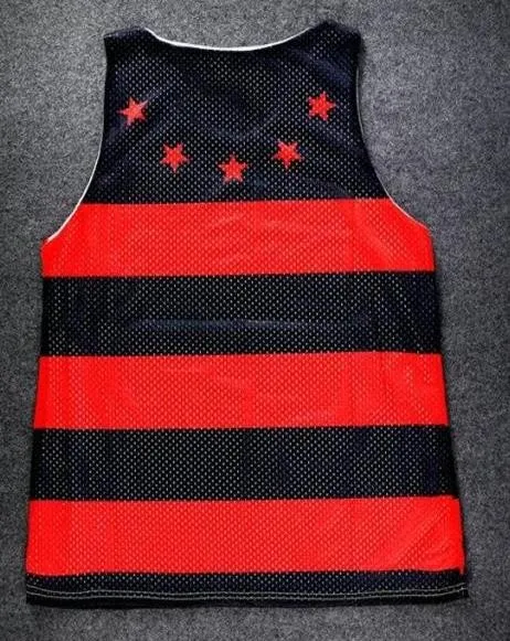 Red Black Stripes Stars Net Sleeveless Mens T-shirt Vest Sports Tank Top