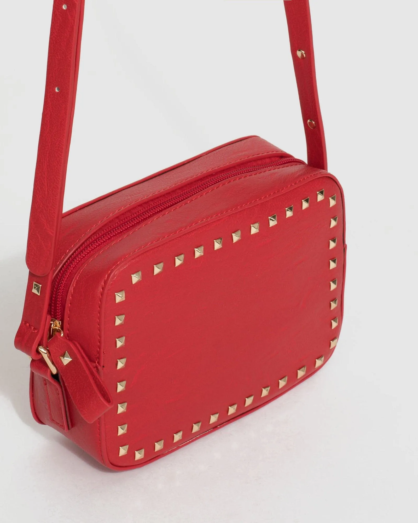 Red Chloe Stud Crossbody Bag