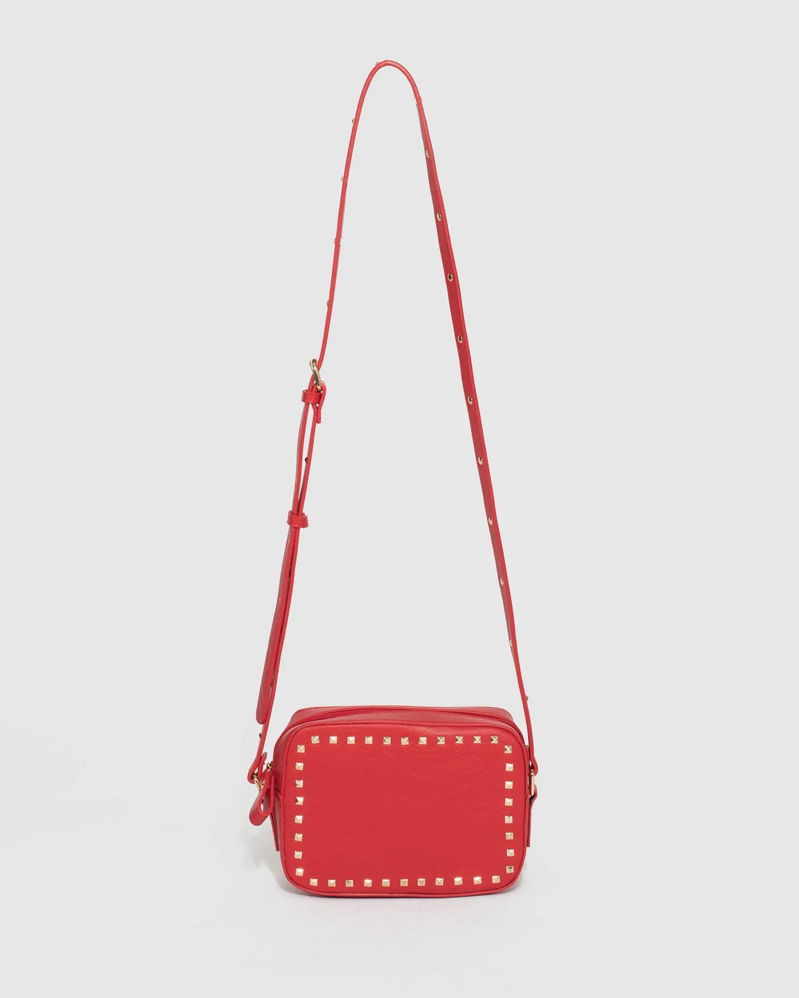 Red Chloe Stud Crossbody Bag