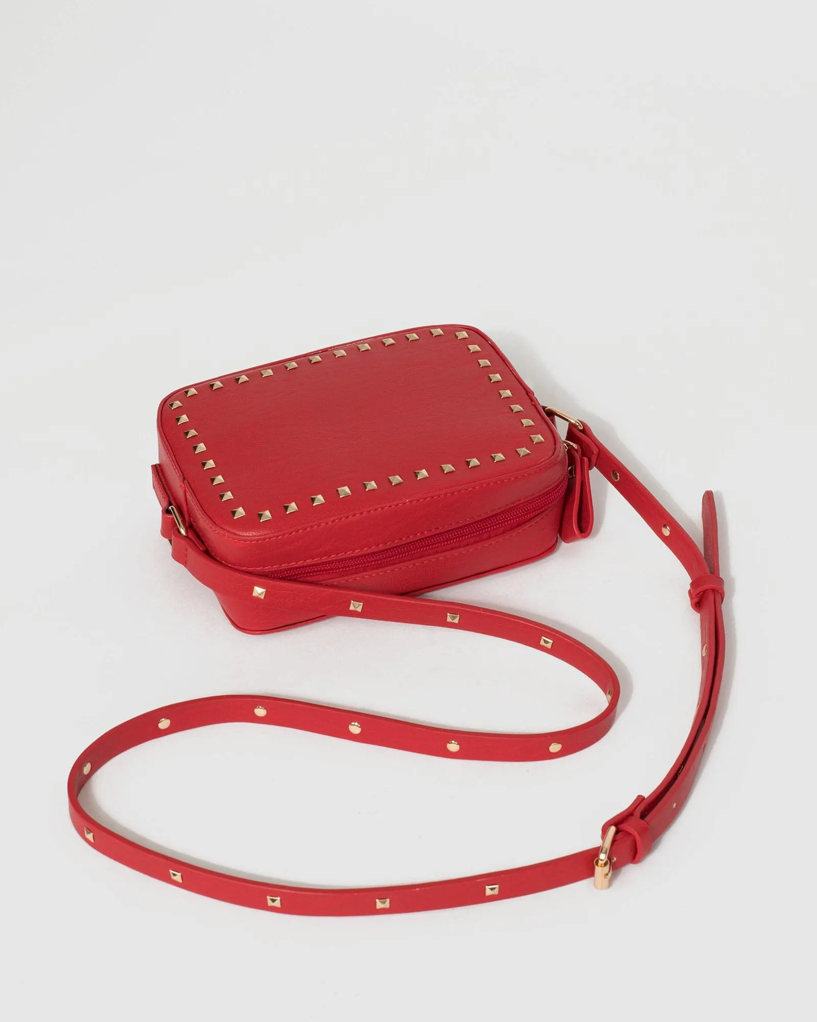 Red Chloe Stud Crossbody Bag