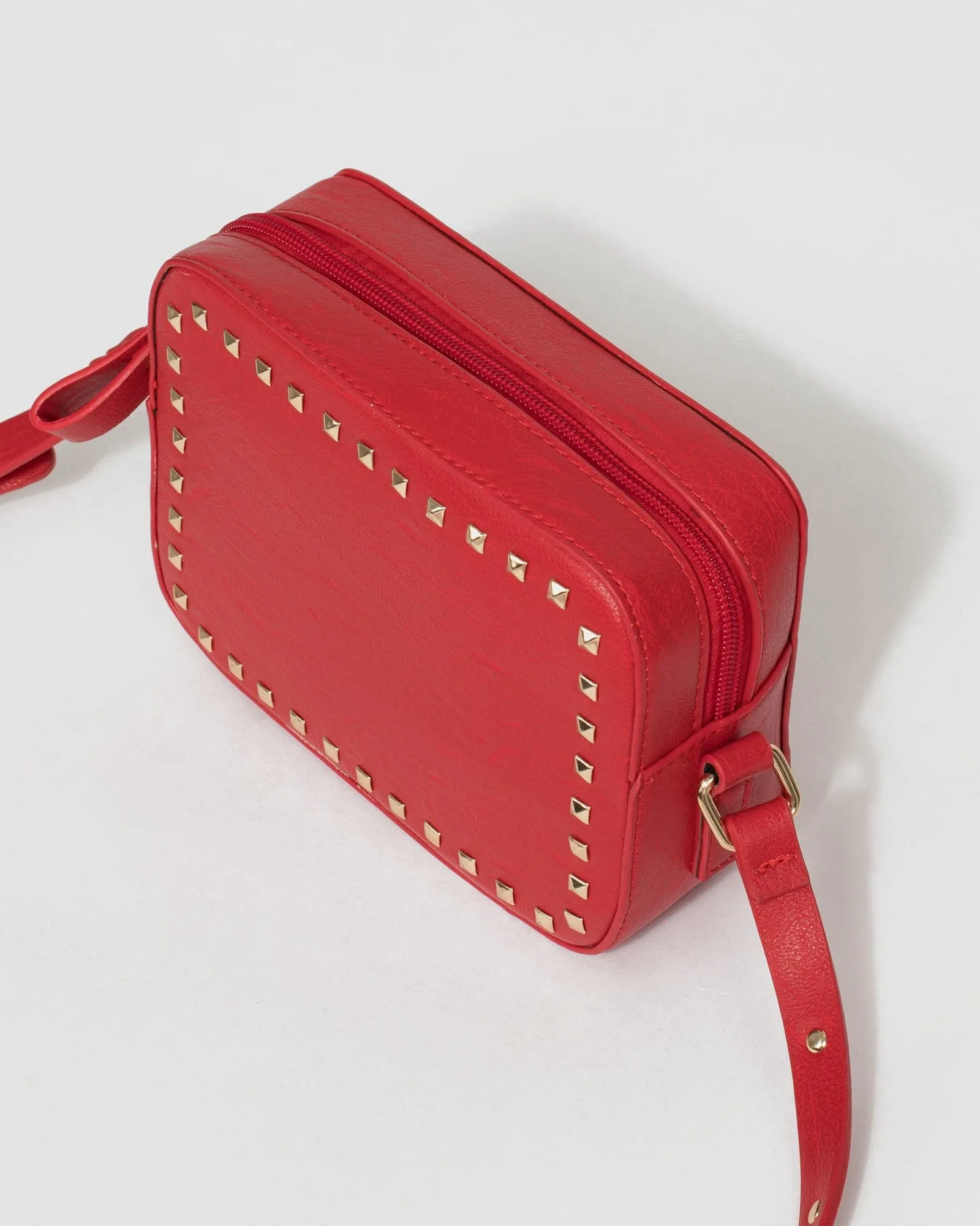 Red Chloe Stud Crossbody Bag