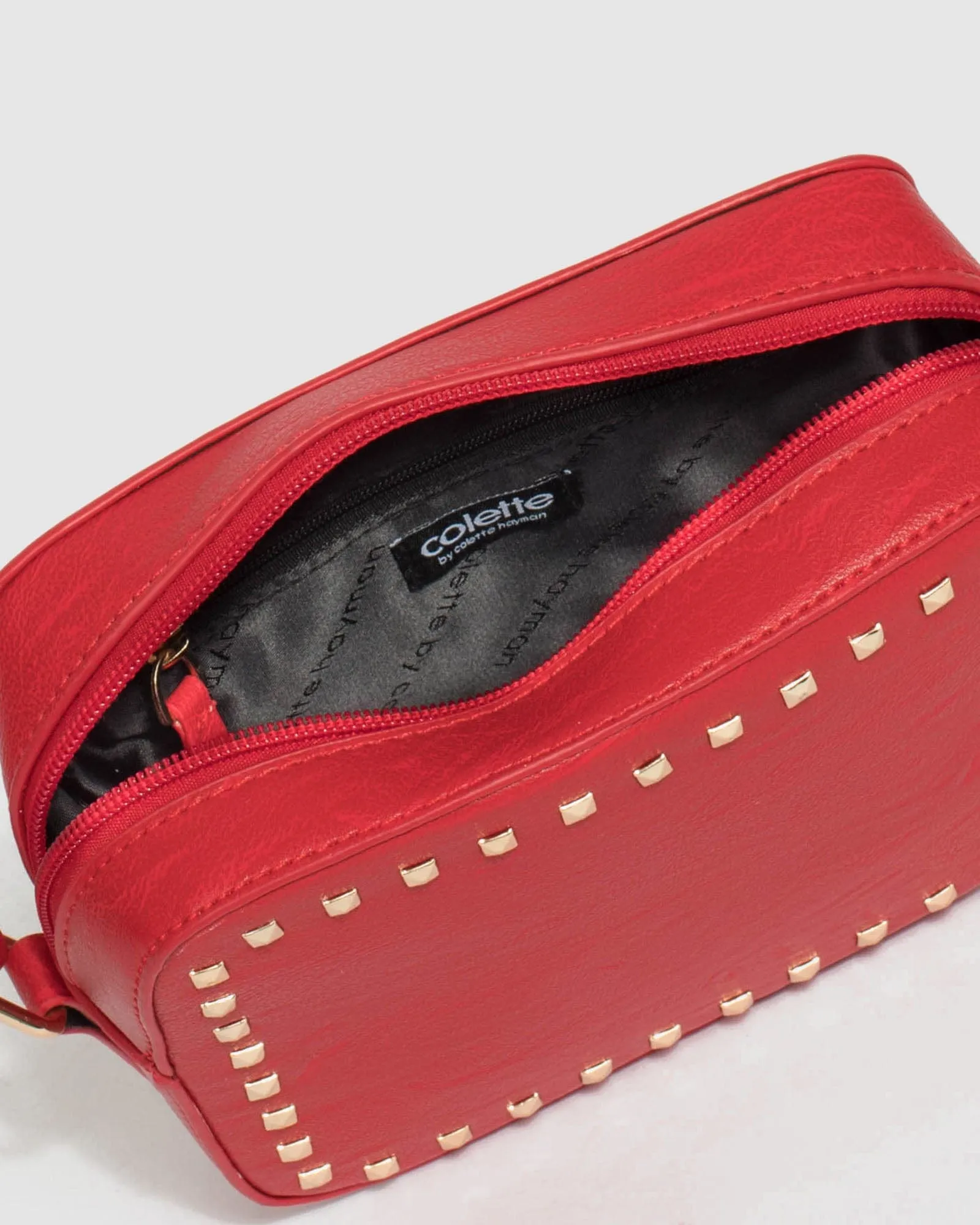 Red Chloe Stud Crossbody Bag