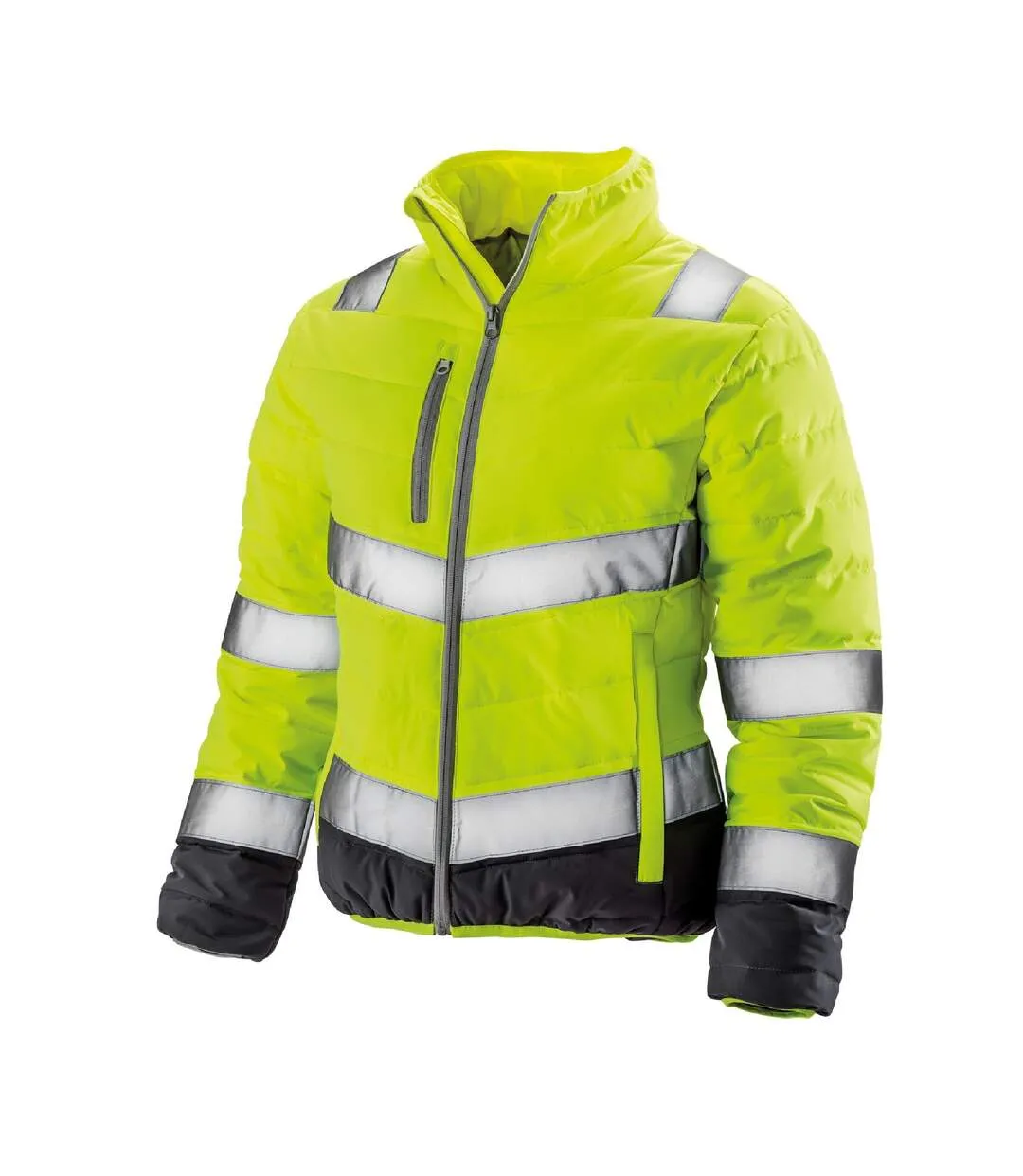 Result Safeguard Womens/Ladies Soft Padded Safety Jacket (Fluorescent Yellow/Grey) - UTRW6117