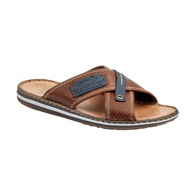 Rieker  Mens 21061-25 Tan Combi Slider Mules