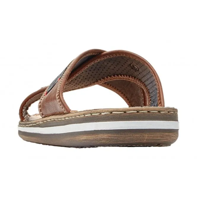 Rieker  Mens 21061-25 Tan Combi Slider Mules