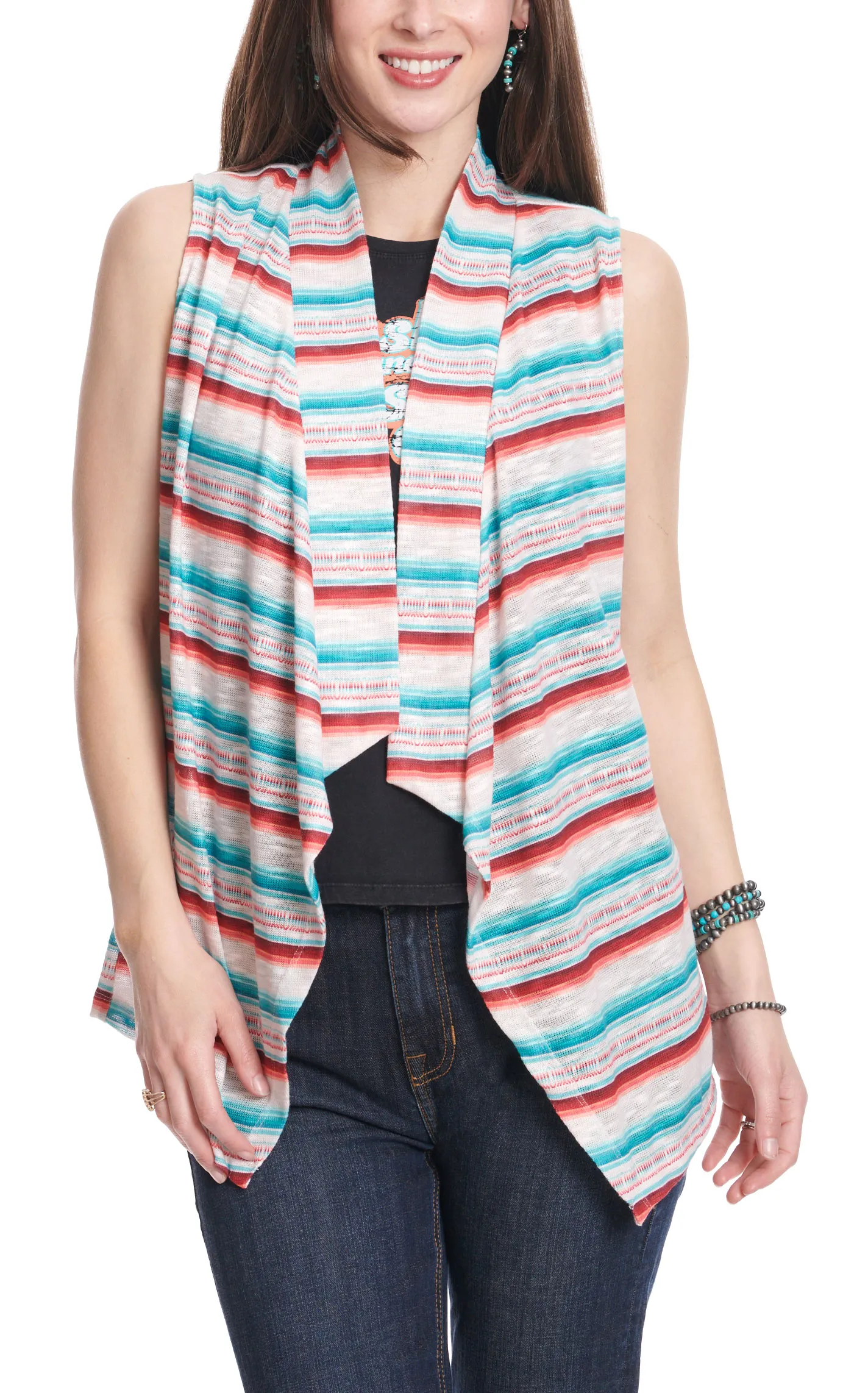 Rock & Roll Denim Women's Colorful Serape Light-Weight Vest