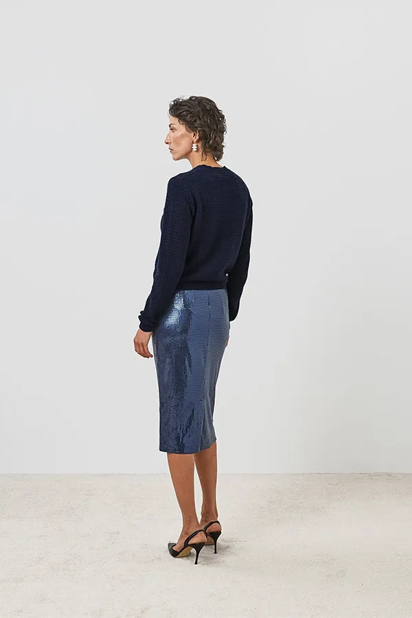 Rodier NIGHT BLUE CASHMERE SHORT CARDIGAN