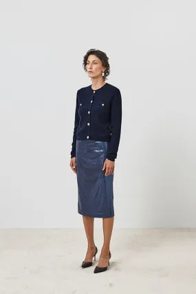 Rodier NIGHT BLUE CASHMERE SHORT CARDIGAN