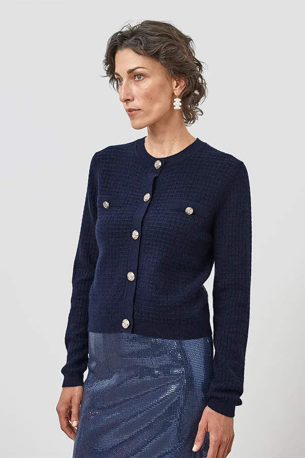 Rodier NIGHT BLUE CASHMERE SHORT CARDIGAN