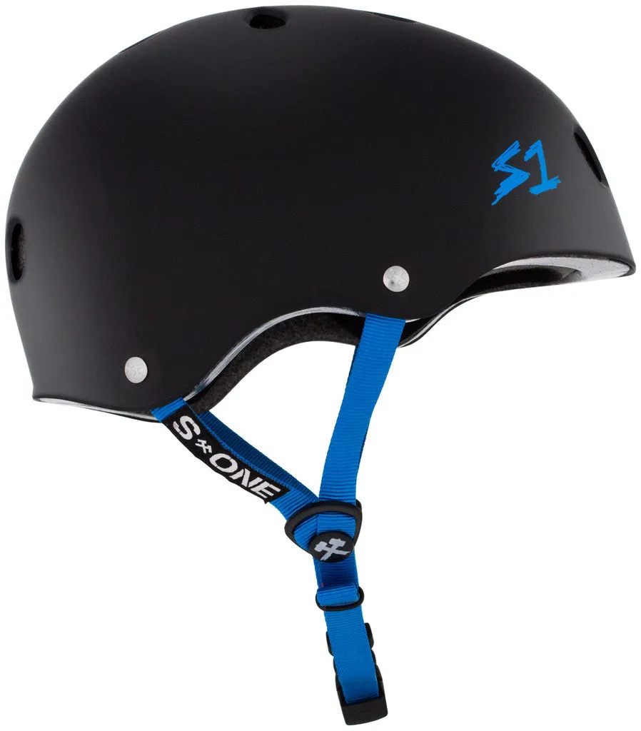 S-One Lifer Helmet - Black Matte with Cyan Straps