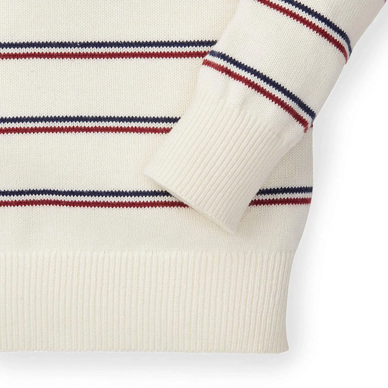 Shawl Collar Organic Sweater | Ivory Stripe